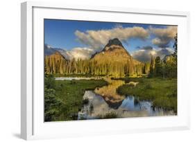 Sinopah Mountain Reflects in Beaver Pond in Two Medicine Valley in Glacier National Park, Montana-Chuck Haney-Framed Photographic Print