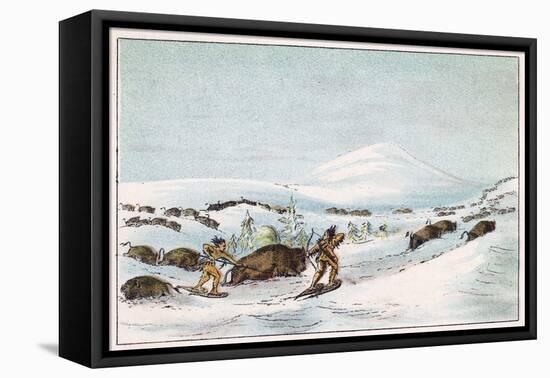 Sious Hunting in Snow-George Catlin-Framed Stretched Canvas