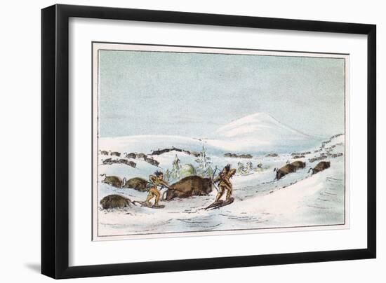 Sious Hunting in Snow-George Catlin-Framed Art Print