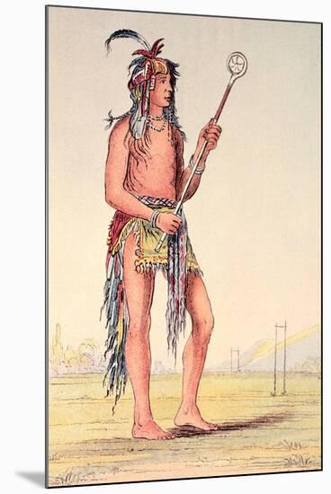 Sioux Ball Player Ah-No-Je-Nange, "He Who Stands on Both Sides", 19th Century-George Catlin-Mounted Premium Giclee Print