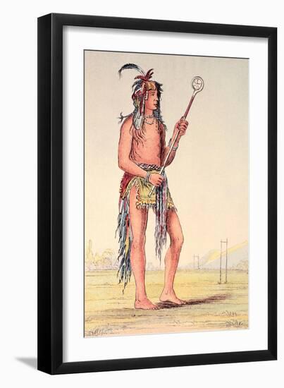 Sioux Ball Player Ah-No-Je-Nange, "He Who Stands on Both Sides", 19th Century-George Catlin-Framed Giclee Print