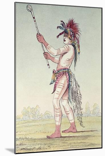 Sioux Ball Player We-Chush-Ta-Doo-Ta, 'The Red Man-George Catlin-Mounted Giclee Print