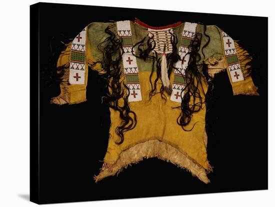 Sioux Beaded and Fringed Hide Warrior's Shirt-null-Stretched Canvas