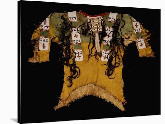 Sioux Beaded and Fringed Hide Warrior's Shirt-null-Stretched Canvas