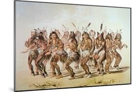 Sioux Bear Dance-George Catlin-Mounted Giclee Print