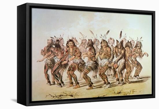 Sioux Bear Dance-George Catlin-Framed Stretched Canvas