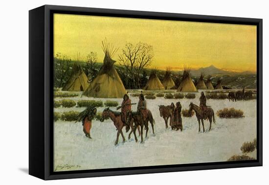 Sioux Camp at Wounded Knee, 1904-null-Framed Stretched Canvas