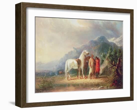Sioux Camp Scene-Alfred Jacob Miller-Framed Giclee Print
