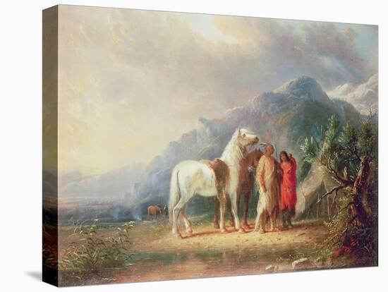 Sioux Camp Scene-Alfred Jacob Miller-Stretched Canvas