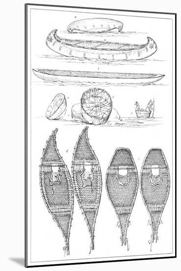 Sioux Canoes and Chippewa Snowshoes, 1841-Myers and Co-Mounted Giclee Print