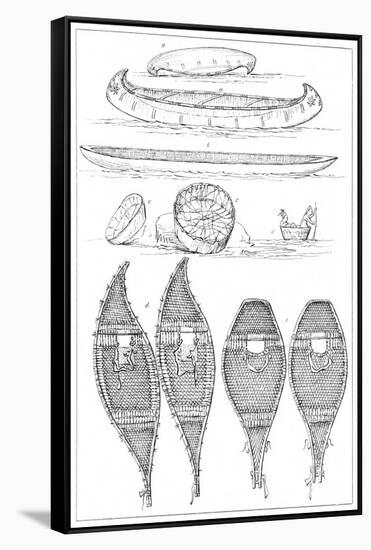 Sioux Canoes and Chippewa Snowshoes, 1841-Myers and Co-Framed Stretched Canvas