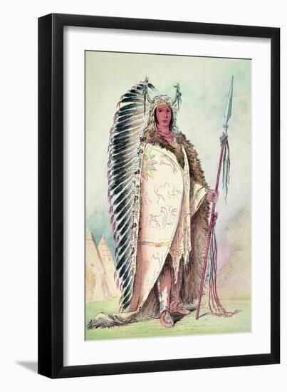 Sioux Chief, "The Black Rock", 19th Century-George Catlin-Framed Giclee Print