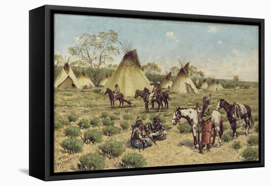 Sioux Encampment, Porcupine, 1910-John Hauser-Framed Stretched Canvas