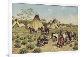 Sioux Encampment, Porcupine, 1910-John Hauser-Framed Giclee Print