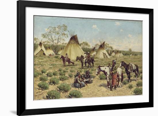 Sioux Encampment, Porcupine, 1910-John Hauser-Framed Giclee Print