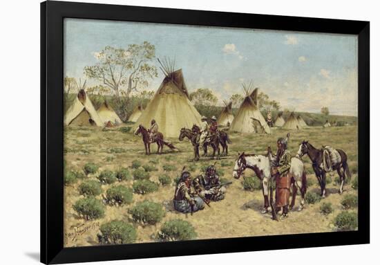 Sioux Encampment, Porcupine, 1910-John Hauser-Framed Giclee Print