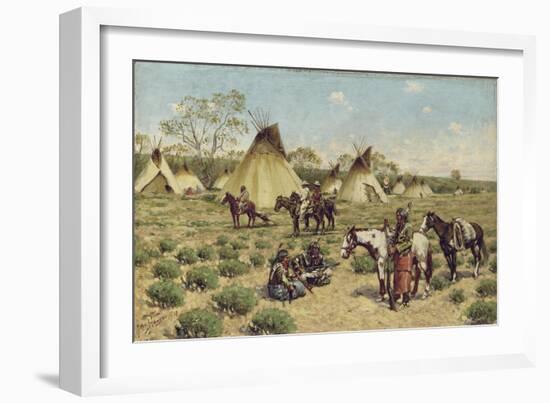 Sioux Encampment, Porcupine, 1910-John Hauser-Framed Giclee Print