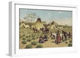 Sioux Encampment, Porcupine, 1910-John Hauser-Framed Giclee Print