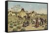 Sioux Encampment, Porcupine, 1910-John Hauser-Framed Stretched Canvas