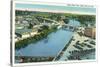 Sioux Falls, South Dakota, Aerial View of the Sioux River-Lantern Press-Stretched Canvas