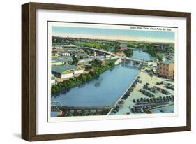 Sioux Falls, South Dakota, Aerial View of the Sioux River-Lantern Press-Framed Art Print