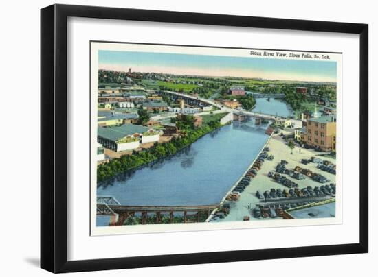 Sioux Falls, South Dakota, Aerial View of the Sioux River-Lantern Press-Framed Art Print