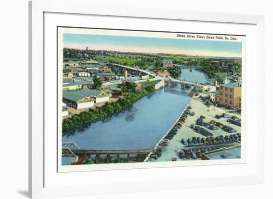 Sioux Falls, South Dakota, Aerial View of the Sioux River-Lantern Press-Framed Premium Giclee Print