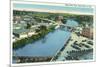 Sioux Falls, South Dakota, Aerial View of the Sioux River-Lantern Press-Mounted Premium Giclee Print