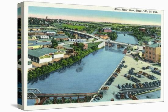 Sioux Falls, South Dakota, Aerial View of the Sioux River-Lantern Press-Stretched Canvas