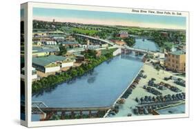 Sioux Falls, South Dakota, Aerial View of the Sioux River-Lantern Press-Stretched Canvas