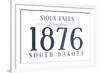 Sioux Falls, South Dakota - Established Date (Blue)-Lantern Press-Framed Art Print