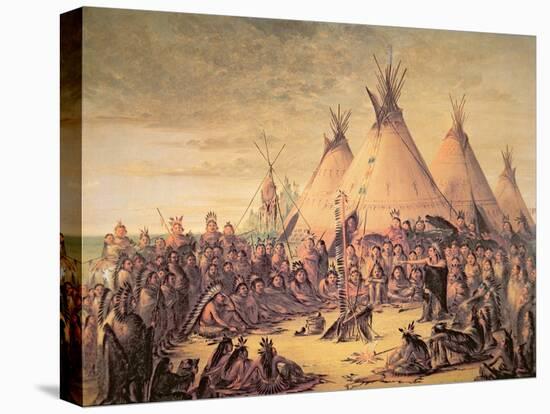 Sioux Indian Council, 1847-George Catlin-Stretched Canvas