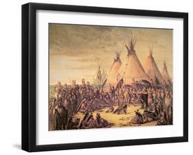 Sioux Indian Council, 1847-George Catlin-Framed Giclee Print