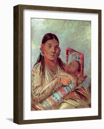 Sioux Mother and Baby, c.1830-George Catlin-Framed Giclee Print