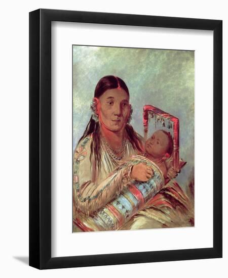 Sioux Mother and Baby, c.1830-George Catlin-Framed Giclee Print