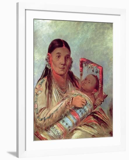 Sioux Mother and Baby, c.1830-George Catlin-Framed Giclee Print