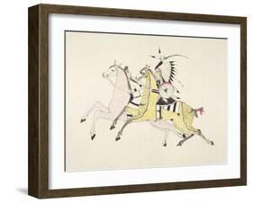 Sioux Warrior Armed with Sabre Attacking a Crow Indian-Kills Two-Framed Giclee Print