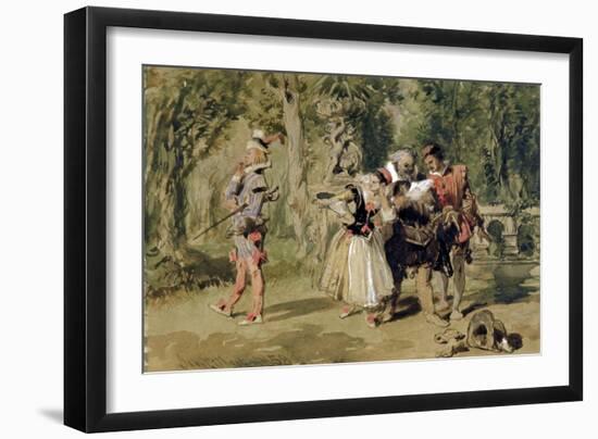 Sir Andrew Aguecheek Writes a Challenge, 1859-John Gilbert-Framed Giclee Print