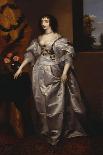 Portrait of Queen Henrietta-Maria, Full Length Wearing a Grey Satin Dress, by a Table, with a…-Sir Anthony Van Dyck (Follower of)-Laminated Giclee Print