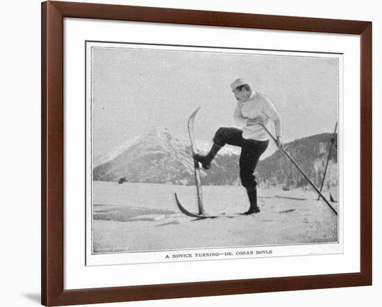 Sir Arthur Conan Doyle Demonstrating a Novice Turning Whilst Skiing in the Alps-null-Framed Photographic Print