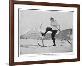 Sir Arthur Conan Doyle Demonstrating a Novice Turning Whilst Skiing in the Alps-null-Framed Photographic Print