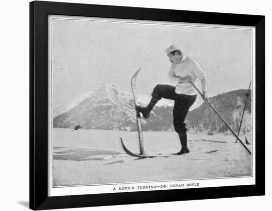 Sir Arthur Conan Doyle Demonstrating a Novice Turning Whilst Skiing in the Alps-null-Framed Photographic Print