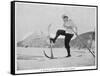 Sir Arthur Conan Doyle Demonstrating a Novice Turning Whilst Skiing in the Alps-null-Framed Stretched Canvas