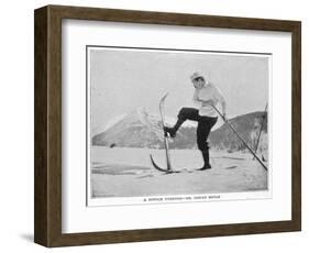 Sir Arthur Conan Doyle Demonstrating a Novice Turning Whilst Skiing in the Alps-null-Framed Photographic Print