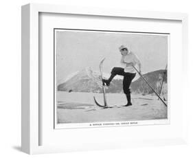 Sir Arthur Conan Doyle Demonstrating a Novice Turning Whilst Skiing in the Alps-null-Framed Photographic Print