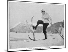 Sir Arthur Conan Doyle Demonstrating a Novice Turning Whilst Skiing in the Alps-null-Mounted Photographic Print