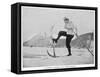 Sir Arthur Conan Doyle Demonstrating a Novice Turning Whilst Skiing in the Alps-null-Framed Stretched Canvas