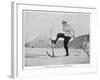 Sir Arthur Conan Doyle Demonstrating a Novice Turning Whilst Skiing in the Alps-null-Framed Photographic Print