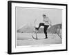 Sir Arthur Conan Doyle Demonstrating a Novice Turning Whilst Skiing in the Alps-null-Framed Photographic Print