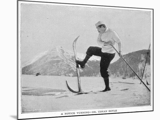 Sir Arthur Conan Doyle Demonstrating a Novice Turning Whilst Skiing in the Alps-null-Mounted Photographic Print